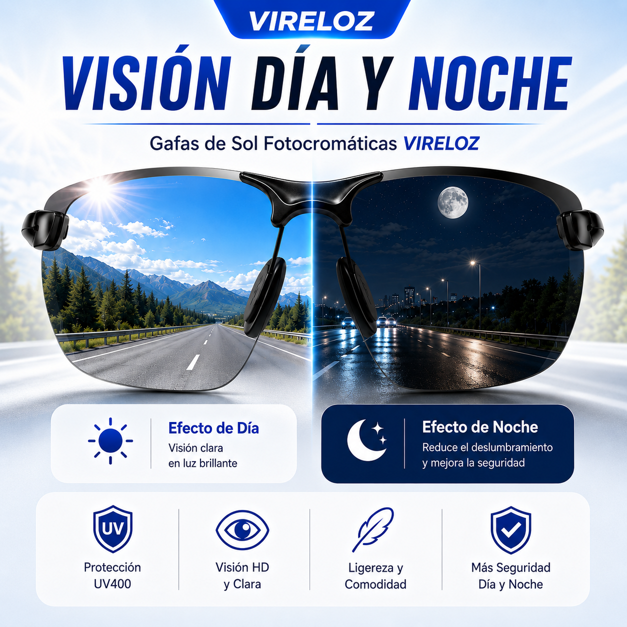 Lentes Fotocromáticos para Trabajadores — Vireloz | Se Ajustan Solos