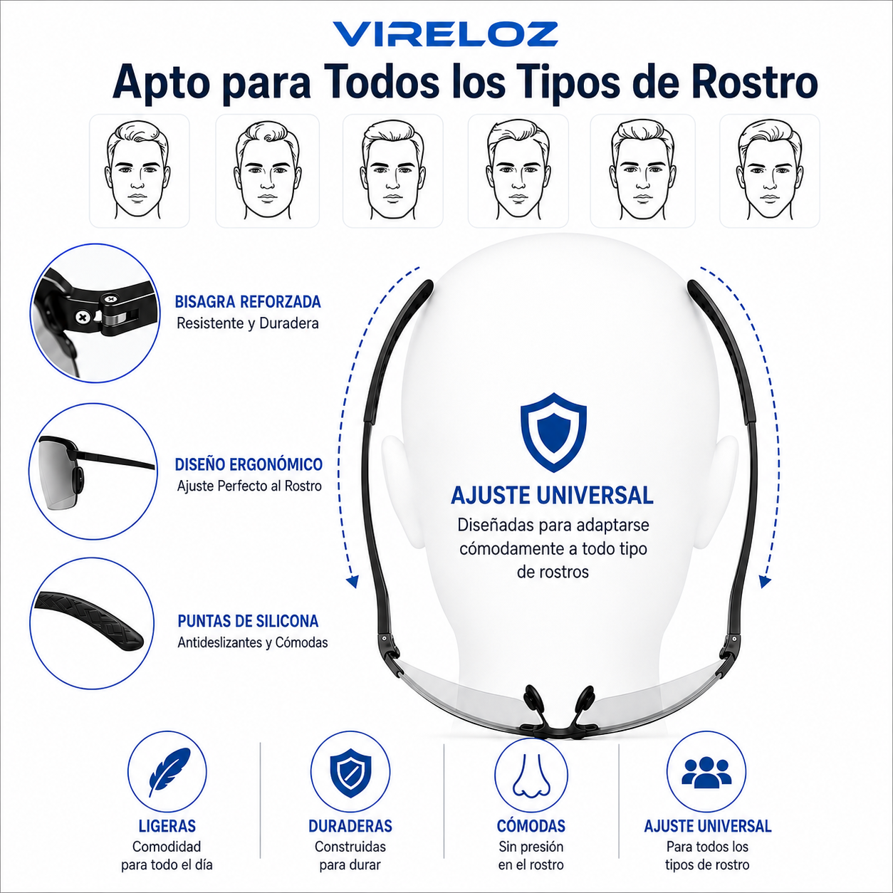 Lentes Fotocromáticos para Trabajadores — Vireloz | Se Ajustan Solos